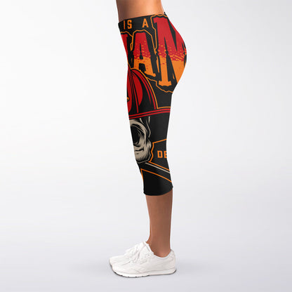 Firefighter First In Last Out Print Women's Capri Leggings