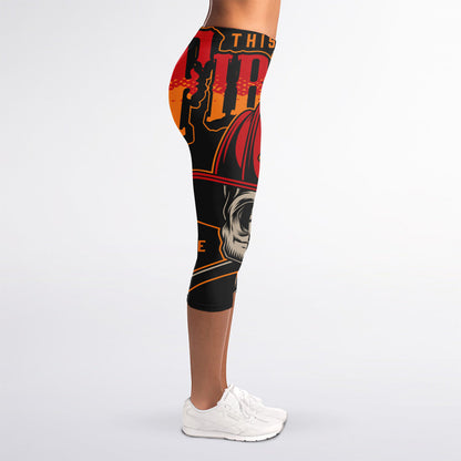 Firefighter First In Last Out Print Women's Capri Leggings