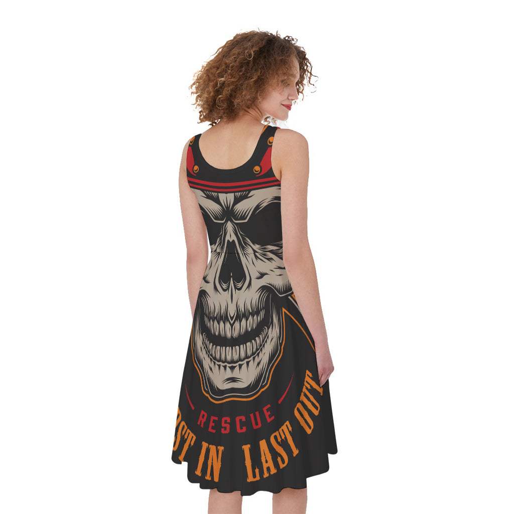 Firefighter First In Last Out Print Women's Sleeveless Dress