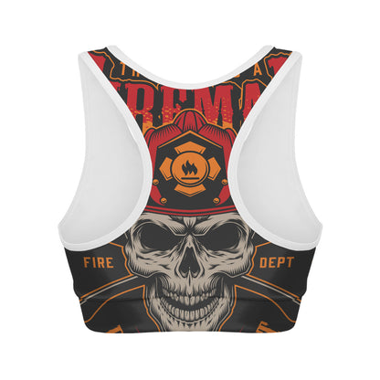 Firefighter First In Last Out Print Women's Sports Bra