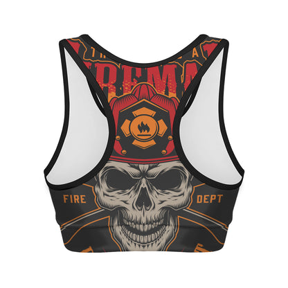 Firefighter First In Last Out Print Women's Sports Bra