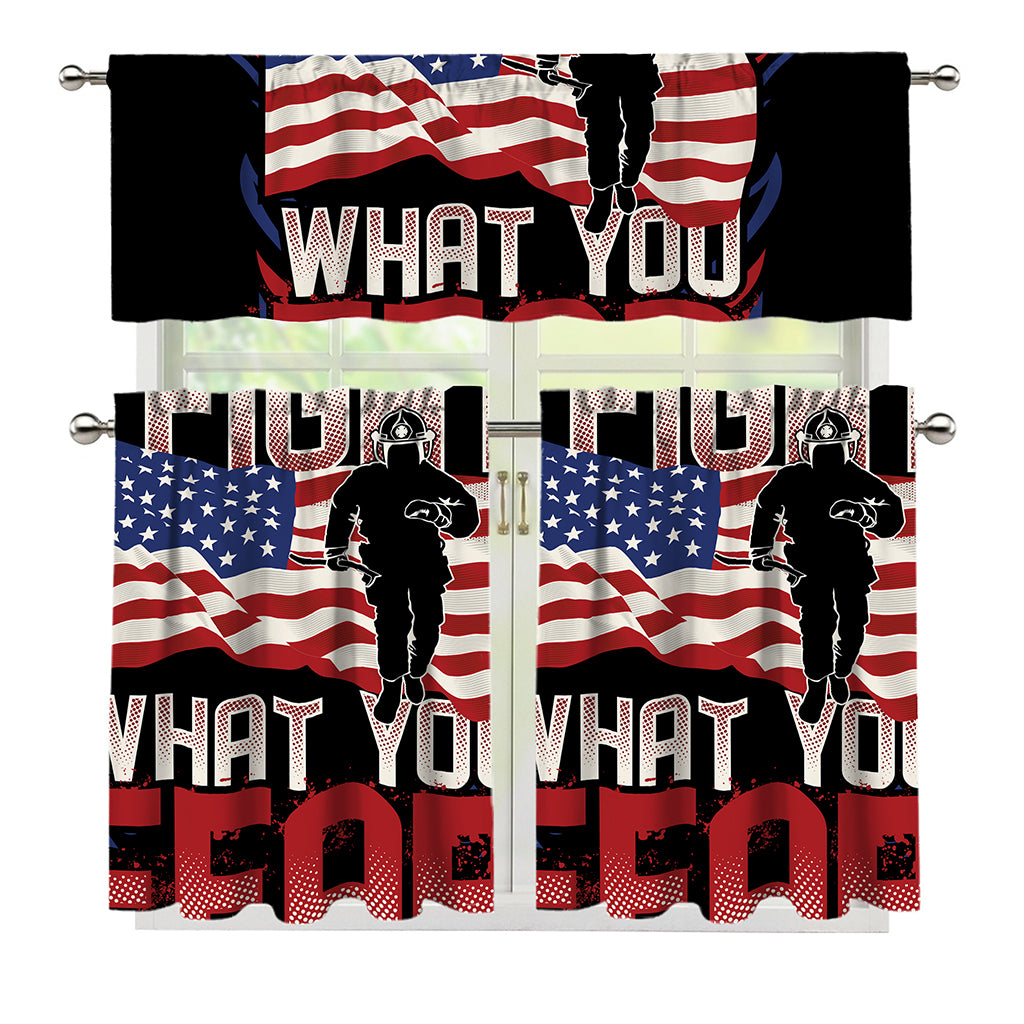 Firefighter I Fight What You Fear Print 3 Piece Kitchen Curtains