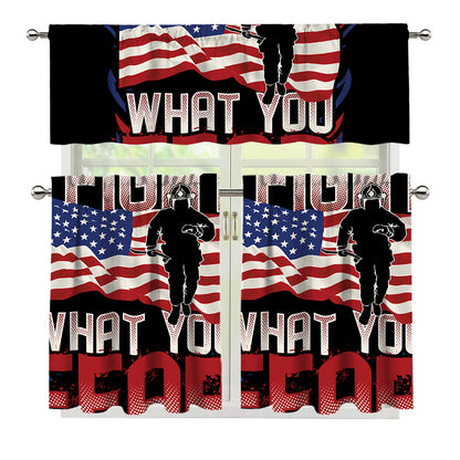Firefighter I Fight What You Fear Print 3 Piece Kitchen Curtains