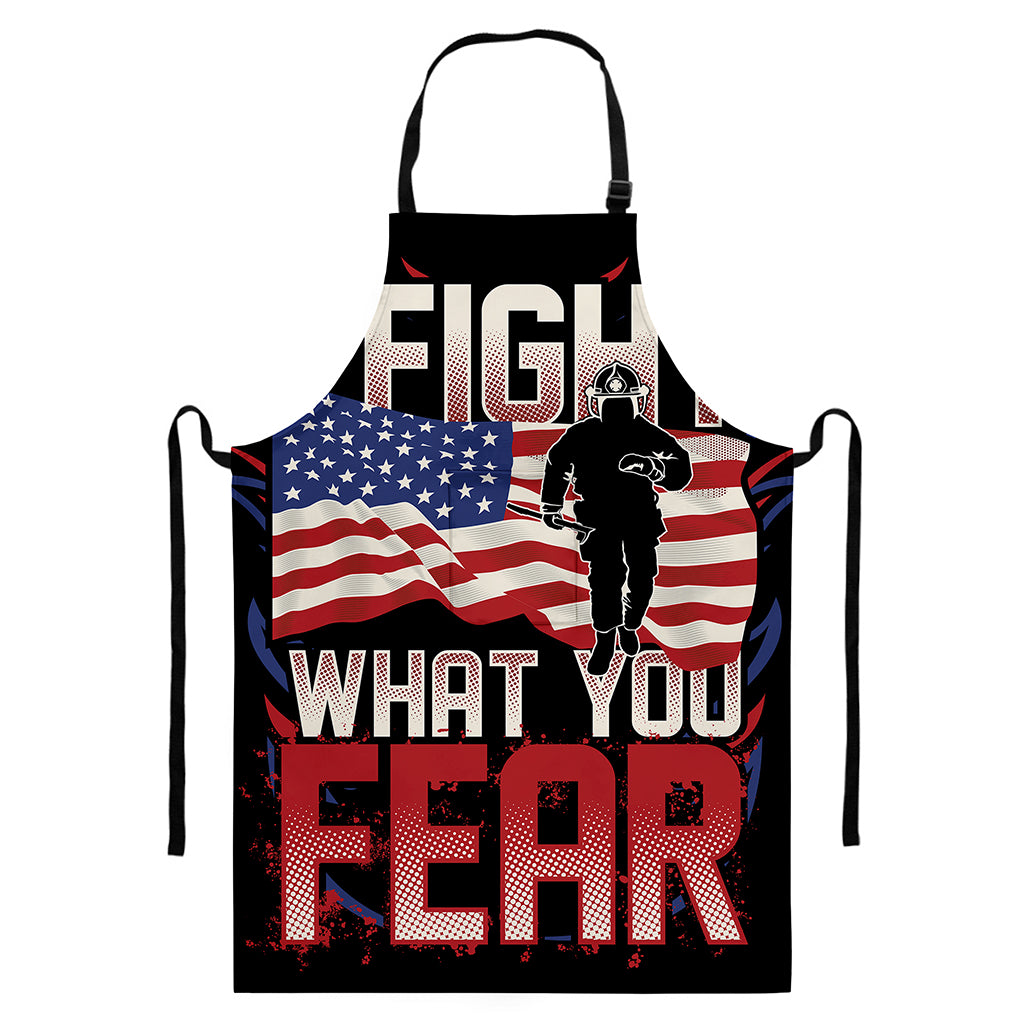 Firefighter I Fight What You Fear Print Bib Apron With Pocket