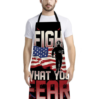 Firefighter I Fight What You Fear Print Bib Apron With Pocket