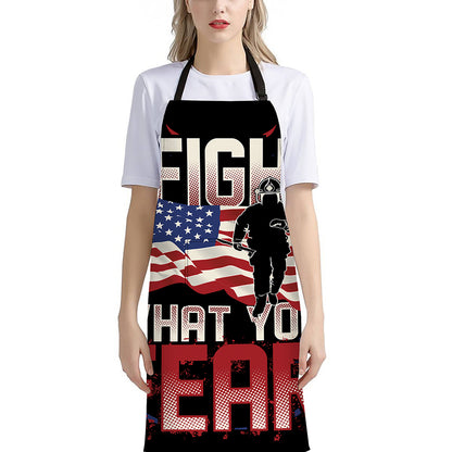 Firefighter I Fight What You Fear Print Bib Apron With Pocket