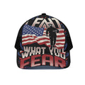 Firefighter I Fight What You Fear Print Black Mesh Trucker Hat