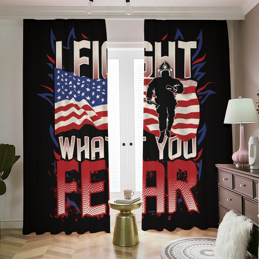 Firefighter I Fight What You Fear Print Blackout Pencil Pleat Curtains