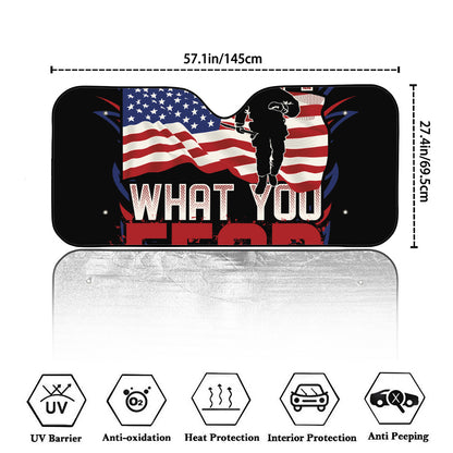 Firefighter I Fight What You Fear Print Car Windshield Sun Shade