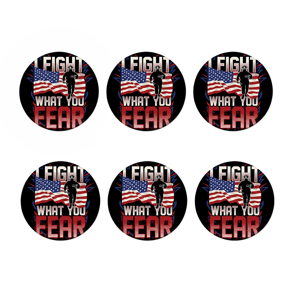 Firefighter I Fight What You Fear Print Coaster Set