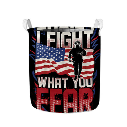 Firefighter I Fight What You Fear Print Collapsible Laundry Basket
