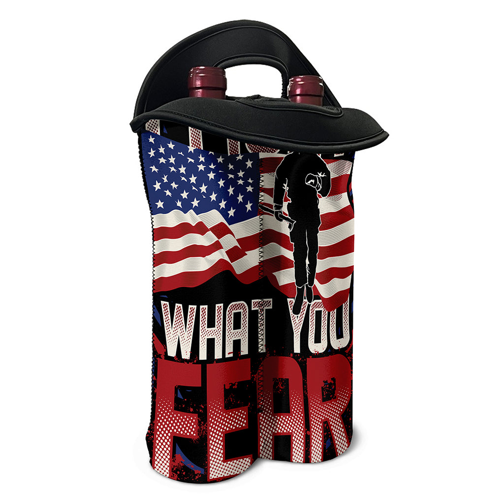 Firefighter I Fight What You Fear Print Double Neoprene Wine Tote