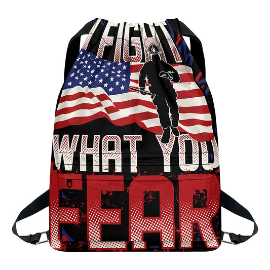 Firefighter I Fight What You Fear Print Drawstring Backpack