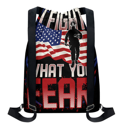 Firefighter I Fight What You Fear Print Drawstring Backpack