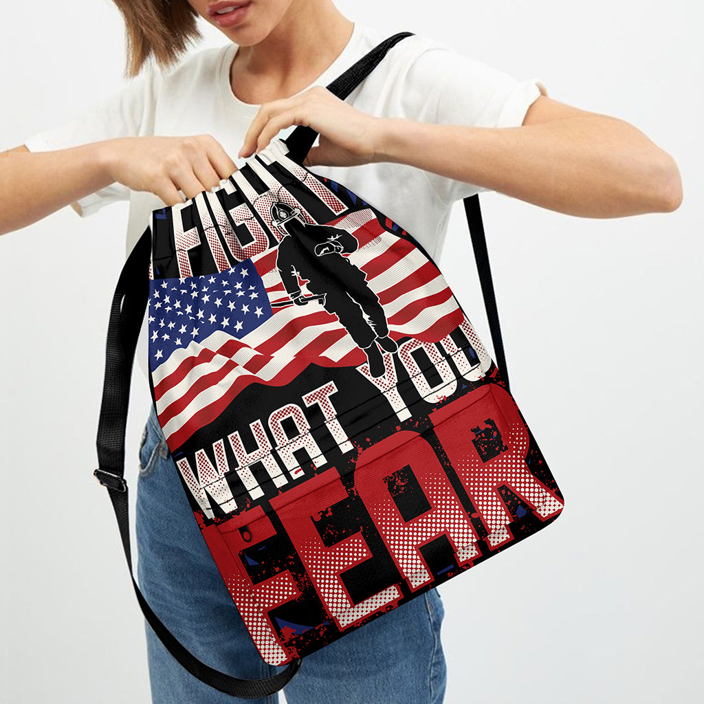 Firefighter I Fight What You Fear Print Drawstring Backpack