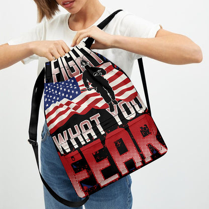 Firefighter I Fight What You Fear Print Drawstring Backpack