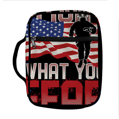 Firefighter I Fight What You Fear Print Front Pocket Bible Bag