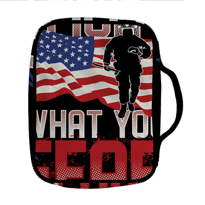 Firefighter I Fight What You Fear Print Front Pocket Bible Bag