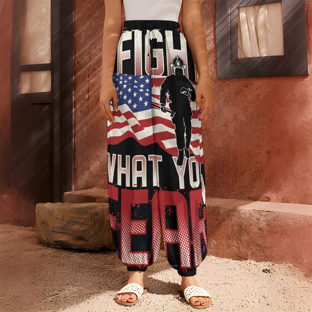 Firefighter I Fight What You Fear Print Harem Pants