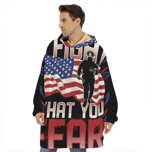 Firefighter I Fight What You Fear Print Hoodie Blanket