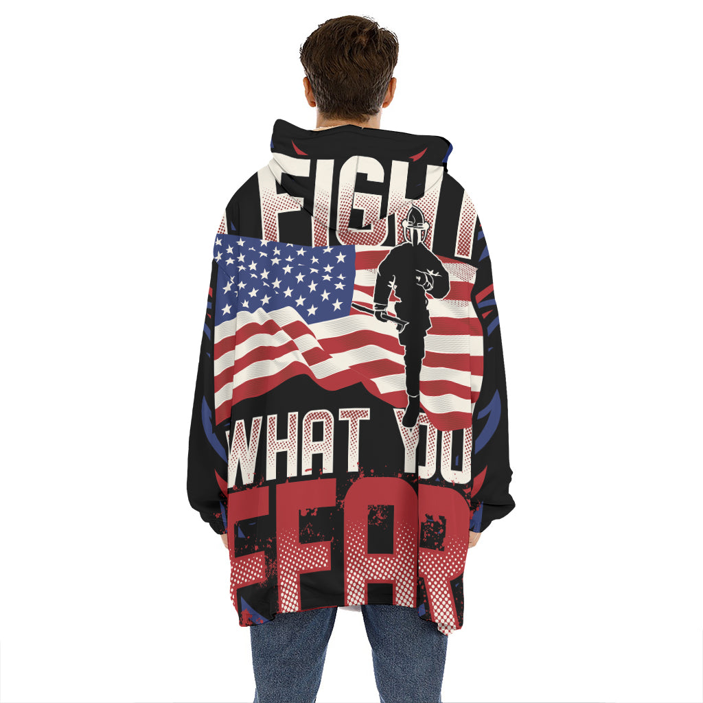 Firefighter I Fight What You Fear Print Hoodie Blanket