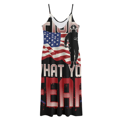 Firefighter I Fight What You Fear Print Jersey Midi Cami Dress