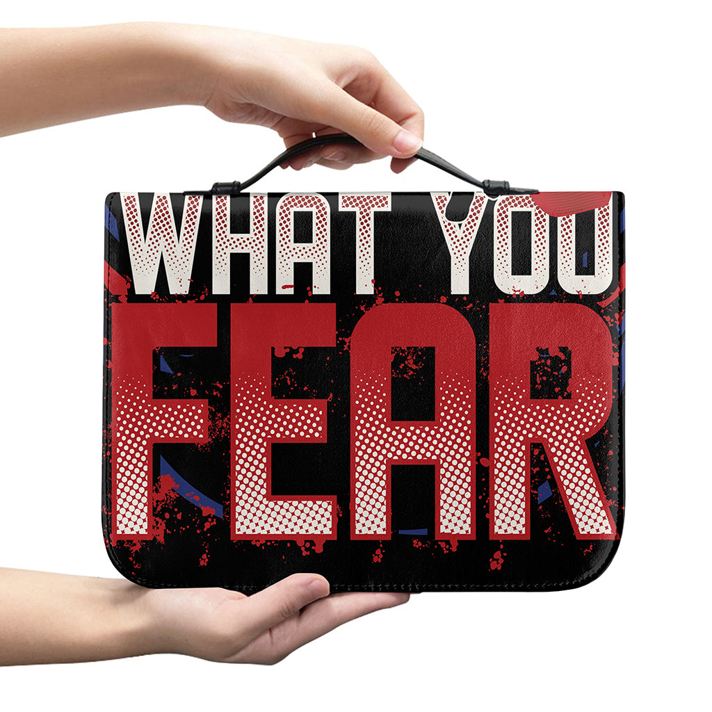 Firefighter I Fight What You Fear Print Leather Bible Cover