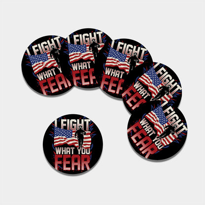 Firefighter I Fight What You Fear Print Leather Coaster Set