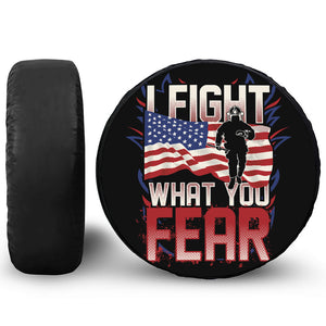 Firefighter I Fight What You Fear Print Leather Spare Tire Cover