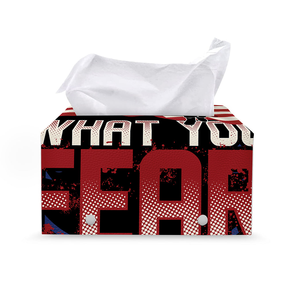 Firefighter I Fight What You Fear Print Leather Tissue Box Cover