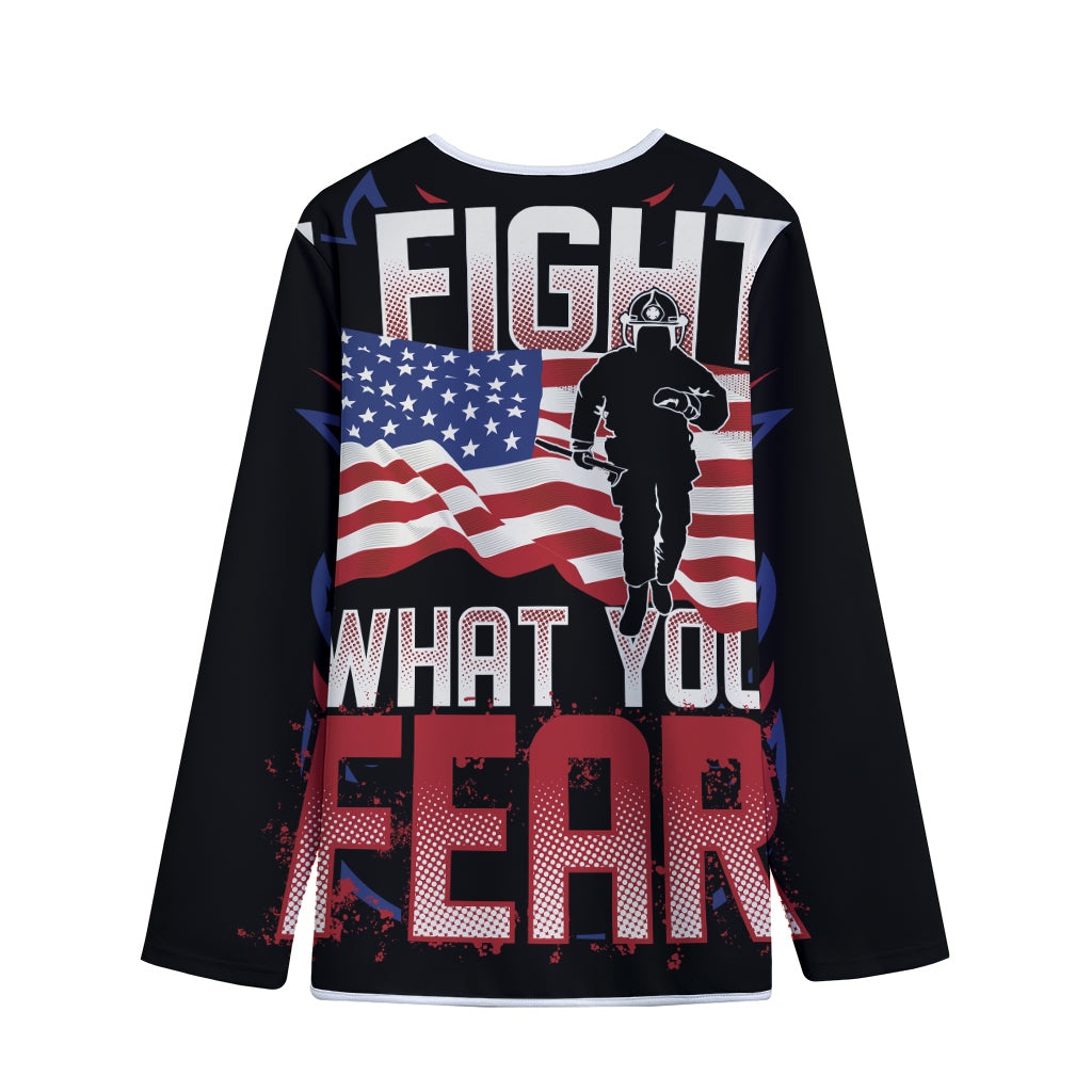 Firefighter I Fight What You Fear Print Long Sleeve Short Coat