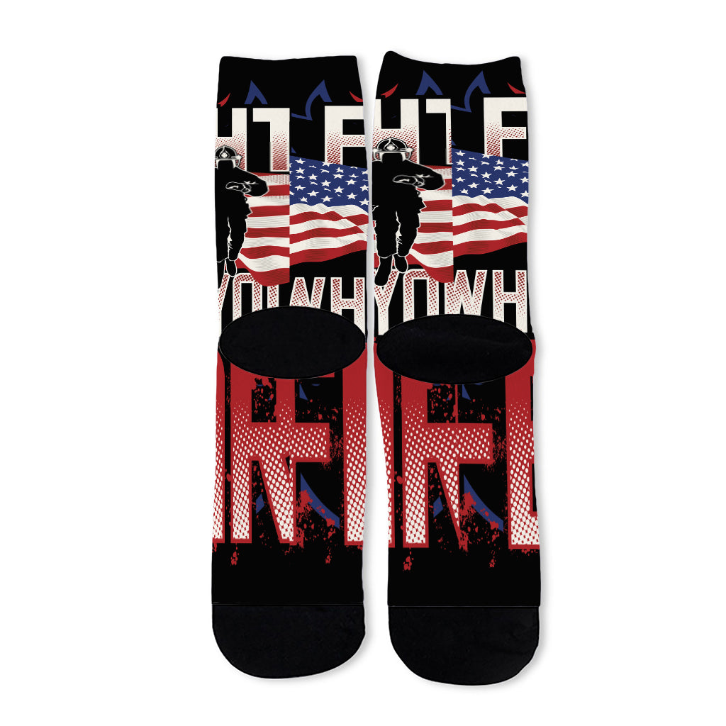 Firefighter I Fight What You Fear Print Long Socks