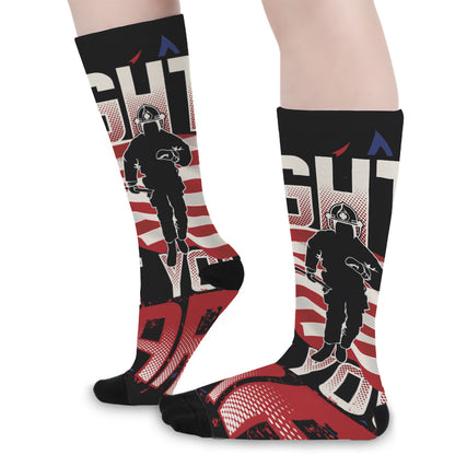 Firefighter I Fight What You Fear Print Long Socks