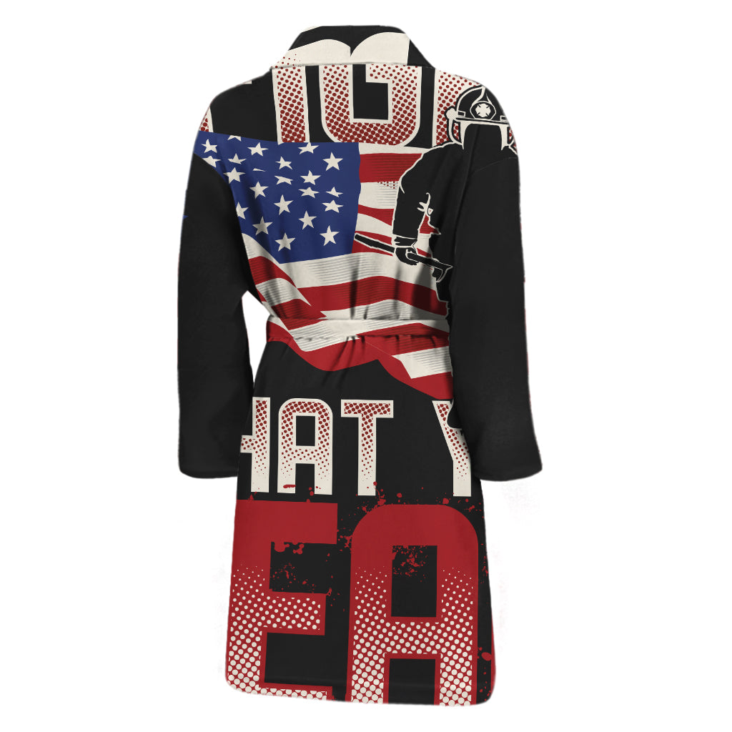 Firefighter I Fight What You Fear Print Men's Bathrobe