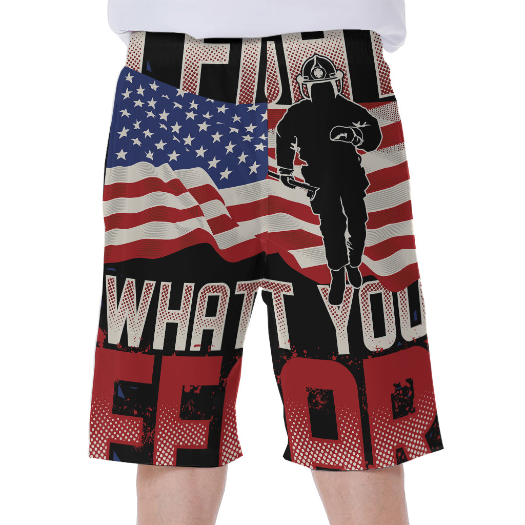 Firefighter I Fight What You Fear Print Men's Beach Shorts
