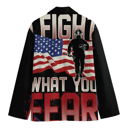 Firefighter I Fight What You Fear Print Men's Cotton Blazer