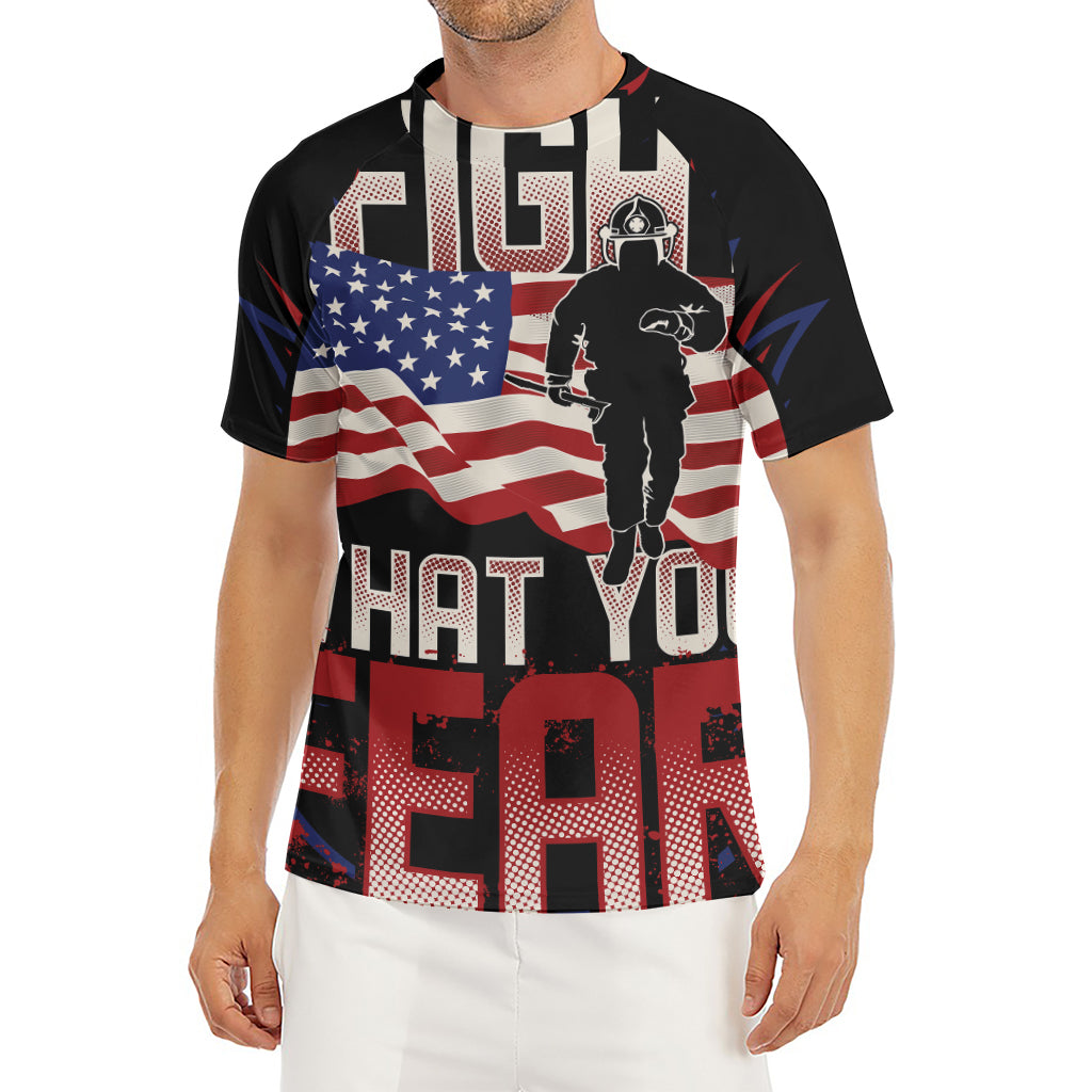 Firefighter I Fight What You Fear Print Men's Short Sleeve Rash Guard