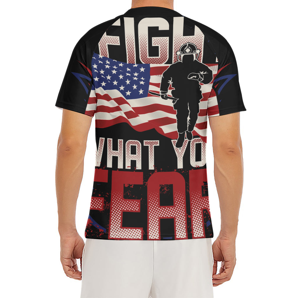 Firefighter I Fight What You Fear Print Men's Short Sleeve Rash Guard