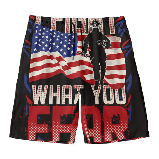 Firefighter I Fight What You Fear Print Men's Swim Trunks