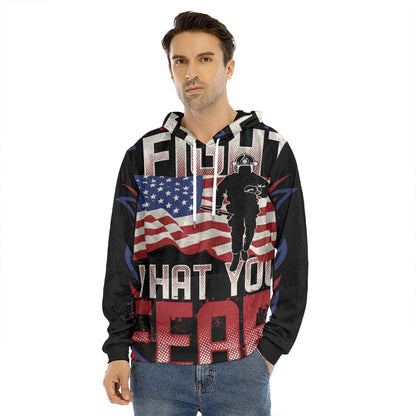 Firefighter I Fight What You Fear Print Men's Velvet Pullover Hoodie