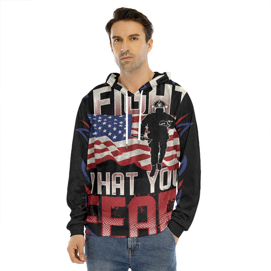 Firefighter I Fight What You Fear Print Men's Velvet Pullover Hoodie