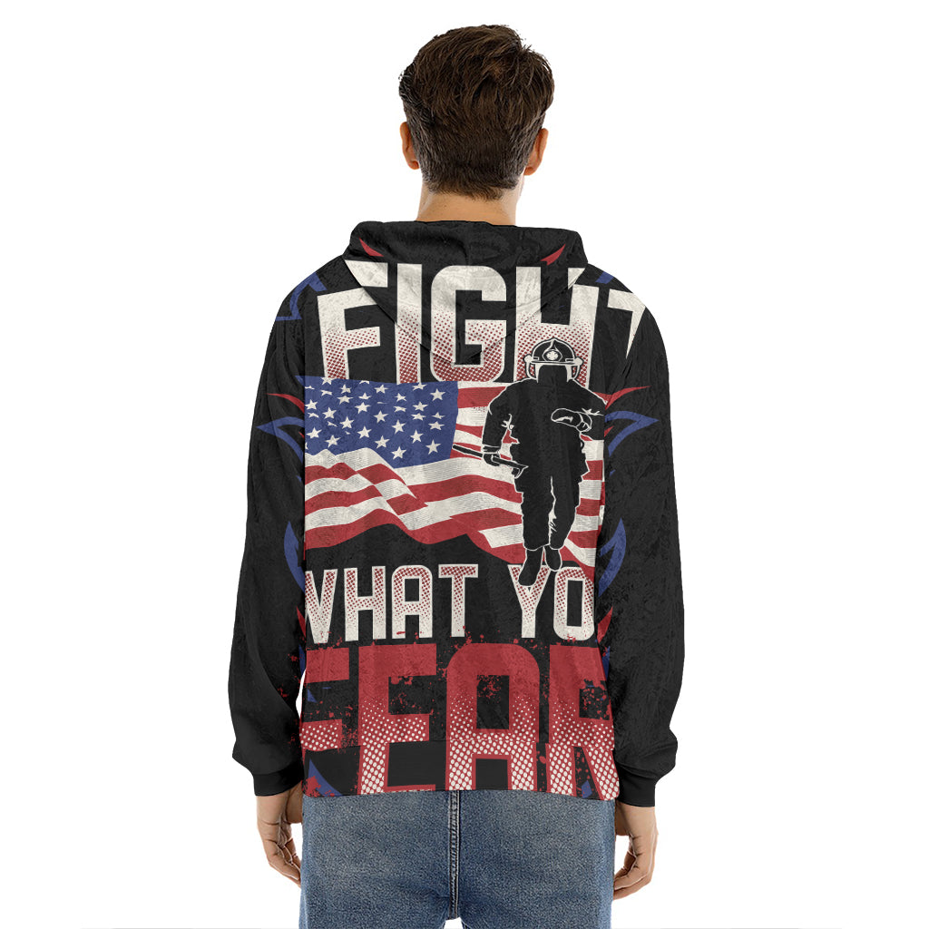 Firefighter I Fight What You Fear Print Men's Velvet Pullover Hoodie