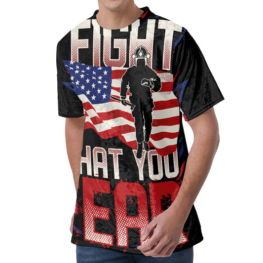 Firefighter I Fight What You Fear Print Men's Velvet T-Shirt