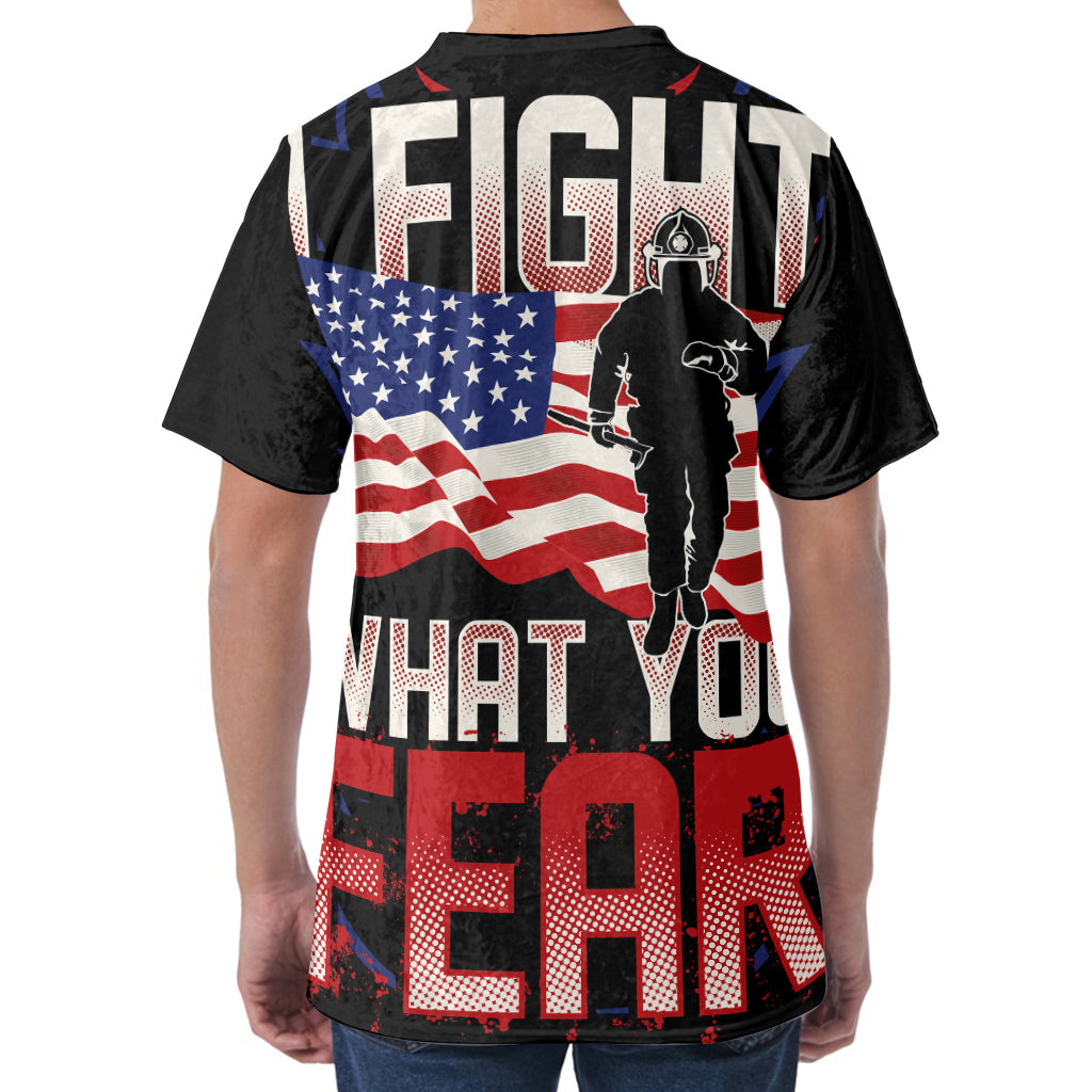 Firefighter I Fight What You Fear Print Men's Velvet T-Shirt