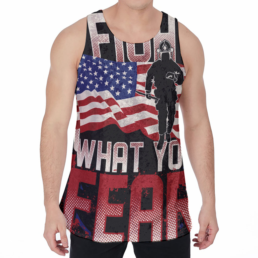 Firefighter I Fight What You Fear Print Men's Velvet Tank Top
