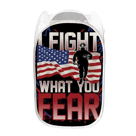 Firefighter I Fight What You Fear Print Mesh Laundry Hamper
