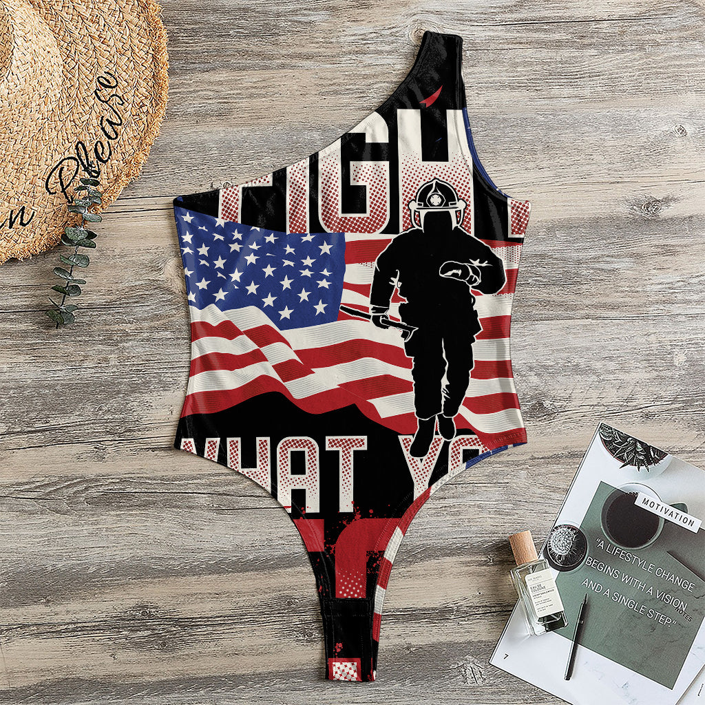 Firefighter I Fight What You Fear Print One Shoulder Bodysuit