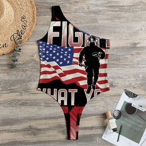 Firefighter I Fight What You Fear Print One Shoulder Bodysuit