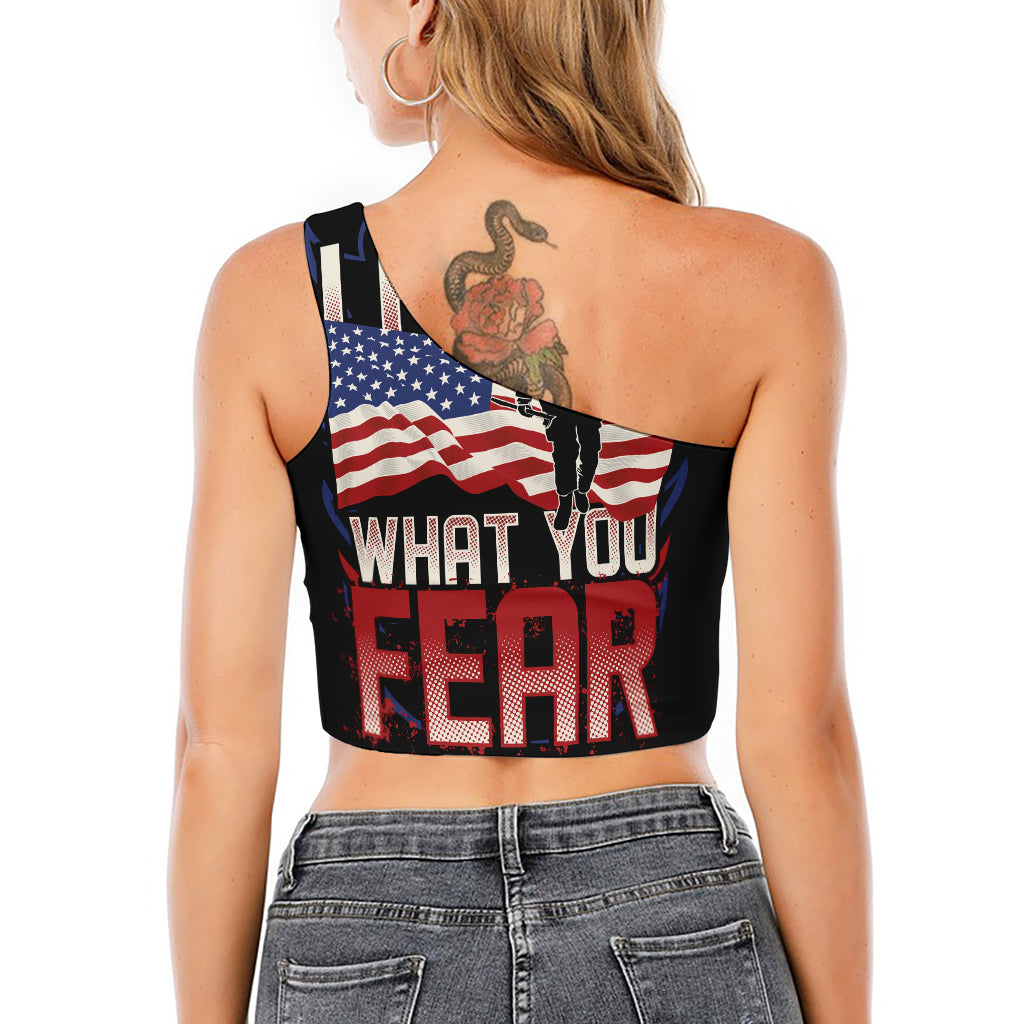 Firefighter I Fight What You Fear Print One Shoulder Crop Top