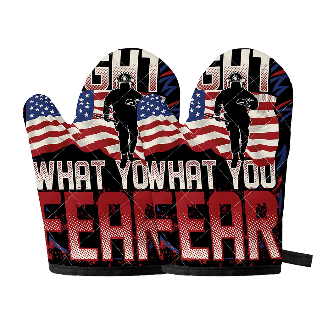Firefighter I Fight What You Fear Print Oven Mitts